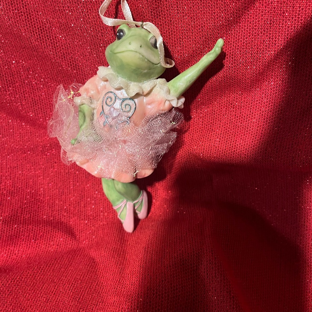 Set of 2 Frog Ballerina Vintage Christmas Ornament by Ganz - Picture 2 of 7